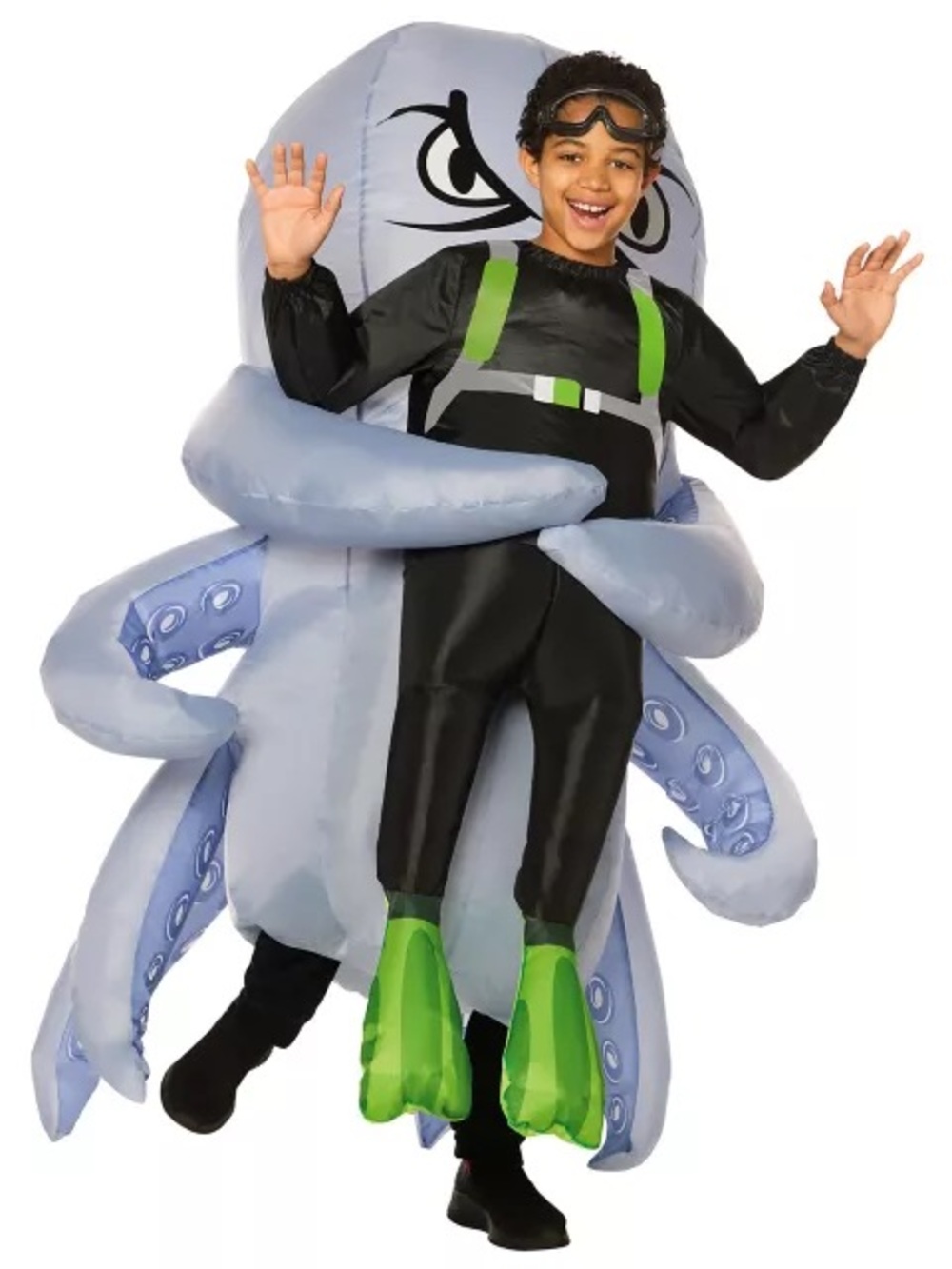 Spirit Inflatable Octopus Costume - Gray, Black, Blue, Green - kids XL